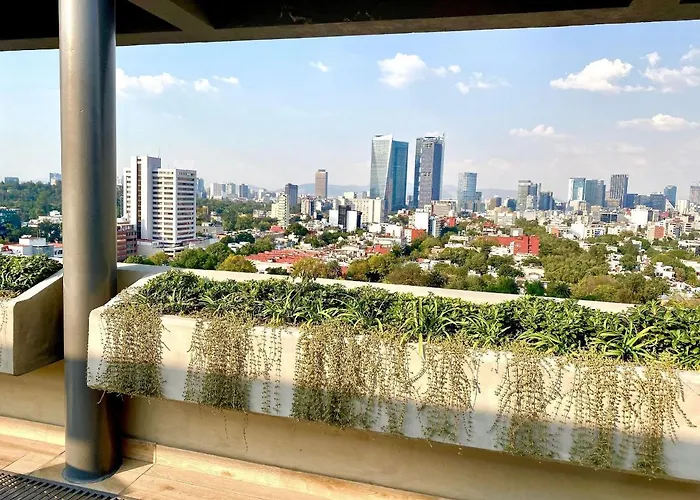 Apartamento Penthouse Con La Mejor Vista De Cdmx, 6 Personas, Gym Y 2 Parkings
